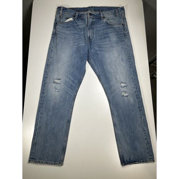 Levi’s 505 Orange Tab Jeans Men’s 32x27 Straight Leg Y2K Blue Denim Classic Fit - Picture 2 of 16